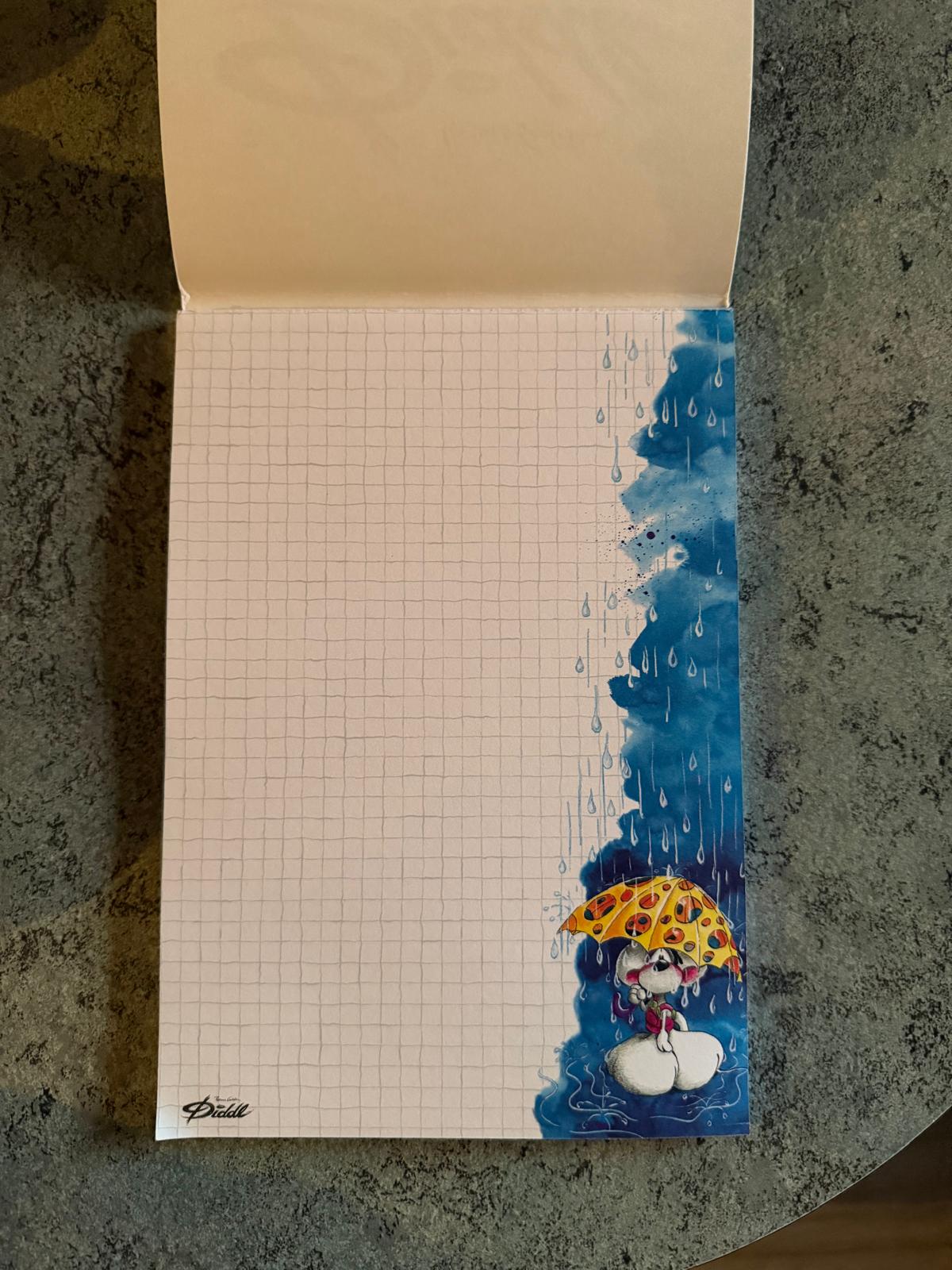 Diddl Block A5 Nr. 104 „Käseschirm“ – Innenseite mit kariertem Blatt