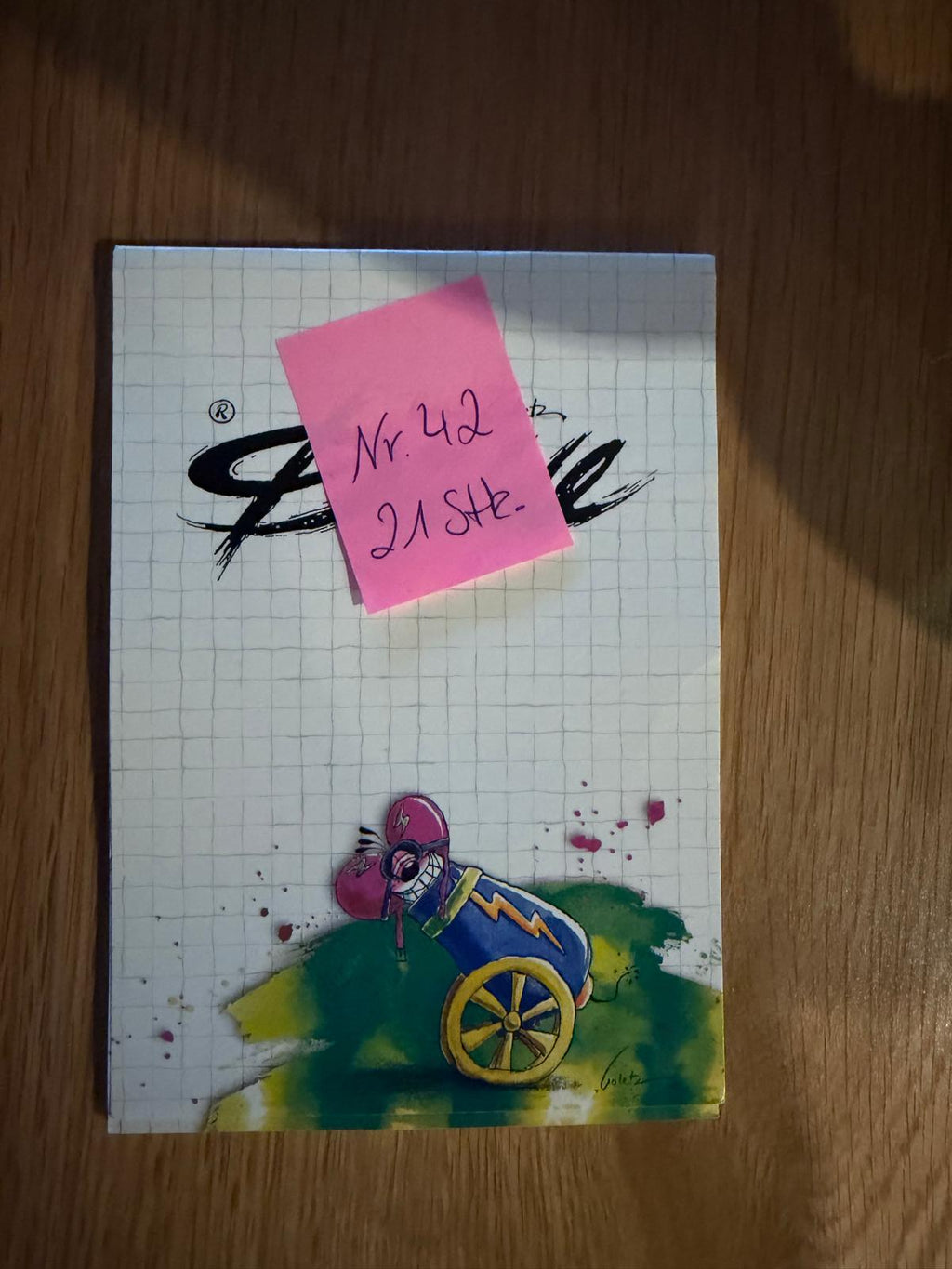 Diddl Block A6 Nr. 42 – Vorderseite mit Diddl-Maus an einer Kanone