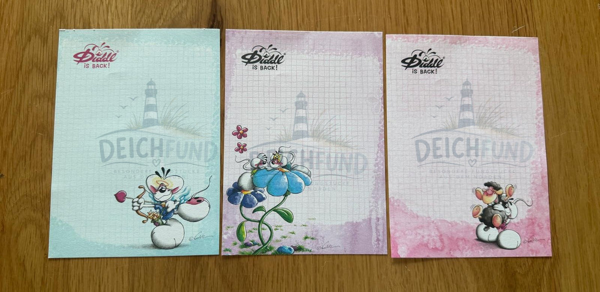 Limitiertes Diddl-is-Back-Blätterset: Armor, Blaue Blume und Schwarzes Schaf