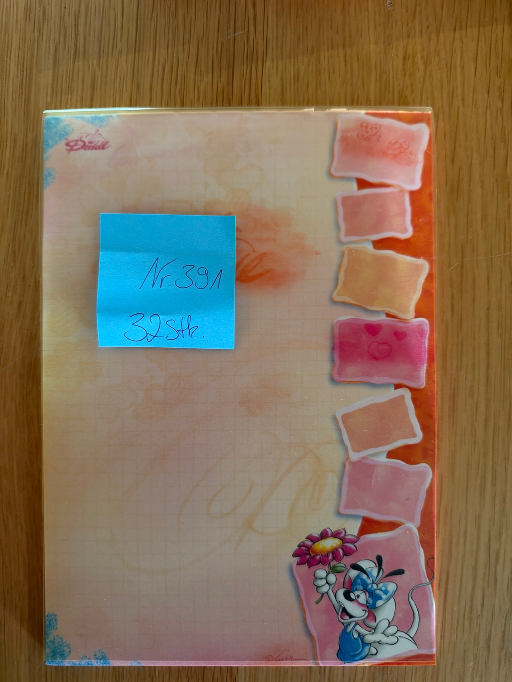Diddl Block A5 Nr. 391 – Vorderseite mit Diddlina und Blume